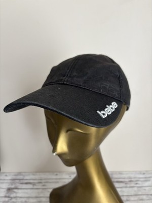 Bebe Brand Hat Cap Strap Back Y2k Allover Spell Out Logo Black Adjustable