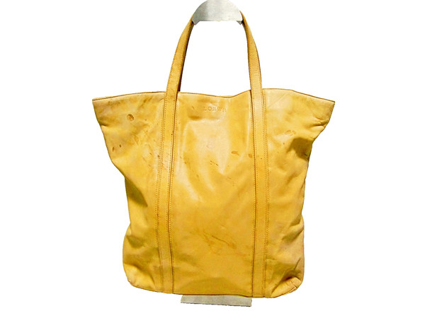 Auth Loewe Nappa Leather Tote Bag Yellow Soft Luxury  Leather from Japan