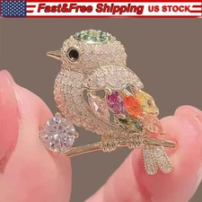 Sparkling Magpie Bird Brooch Pin-Rhinestone Crystal Jewelry for Women Dress/Coat