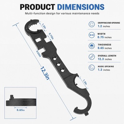 Multi-Function Armorer Wrench 12.3'', Alloy Steel, for AR15/M4, Castle Nut