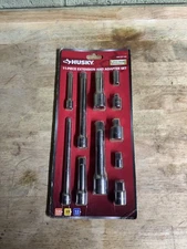 Husky 1/4 in., 3/8" & 1/2" Drive SAE and MM Extension and Adapter Set (11-Piece)