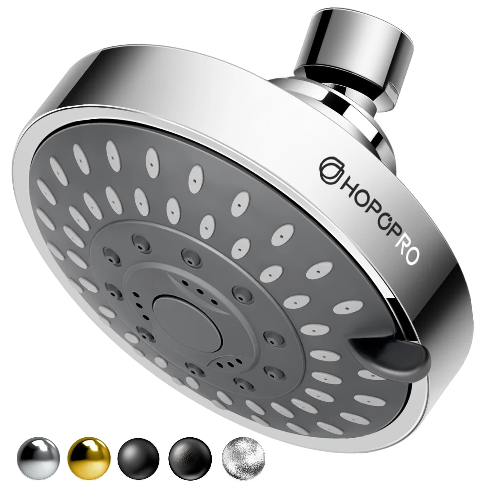 HOPOPRO 5-Mode High Pressure Shower Head - The Washington 4 Inch, Chrome