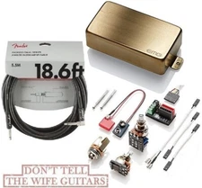 EMG 89 BRUSHED GOLD HUMBUCKER DUAL & SINGLE COIL MODE SHORT POTS ( FENDER 18FT )