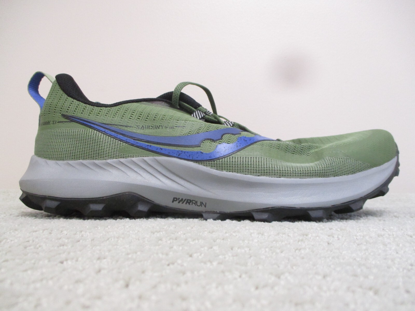 Saucony Peregrine 13 Hombres 11.5 Zapatos Trail Running Senderismo Distancia Verde Negro