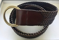 TALBOTS 2  WIDE BRAIDED GENUINE LEATHER BELT VINTAGE CHOCOLATE BROWN 50  LONG