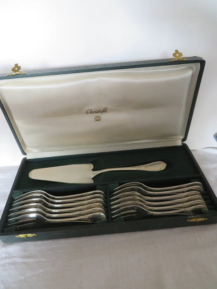 Christofle Marly 12 fourchettes à huîtres en métal argenté en