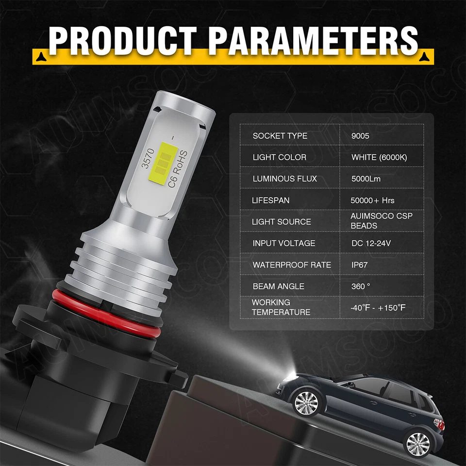 For Chevy Silverado 1500 2500 2007-2015 - 10000K LED Headlights + Fog Bulbs Kits - Изображение 3 из 4