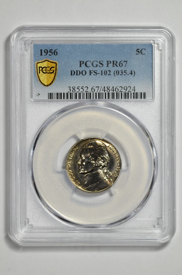 1956 5C Proof Jefferson Nickel PCGS PR 67 DDO FS-102 - Image 2 of 3