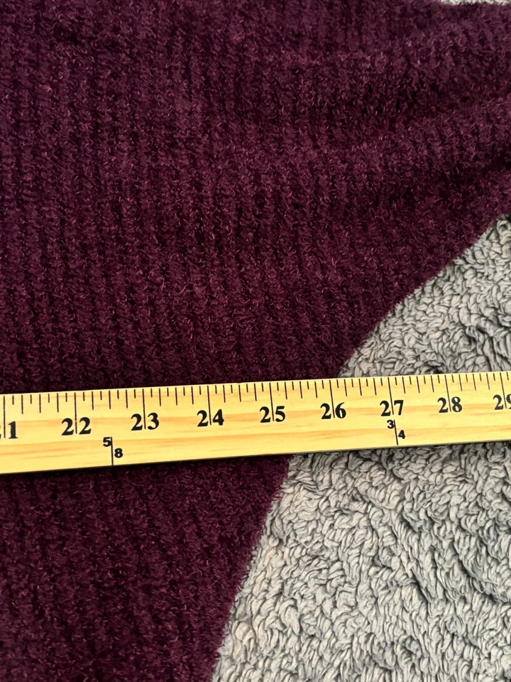 Cárdigan suéter Express para mujer manga larga mediana frente abierto púrpura borgoña Foto 3 de 4