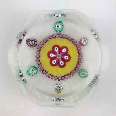 Perthshire Millennium 2000 Millefiori Picture Cane Lace Faceted SE Paperweight