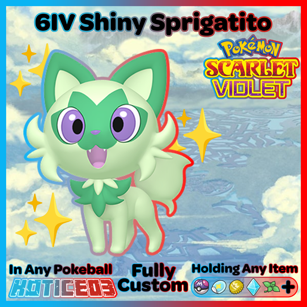 Sprigatito Pokemon Card Shiny Sprigatito With Hidden Ability - 6IVs Starter  Pokemon For Scarlet & Violet Hidden Ability Sprigatito