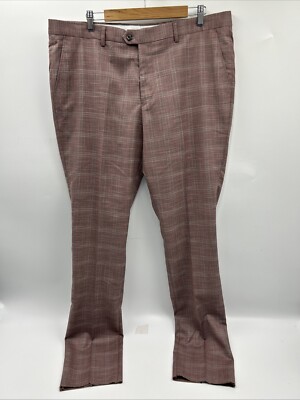 Tazzio Men MULTI Plaid Skinny-Fit Flat-Front Suit Trousers Dress