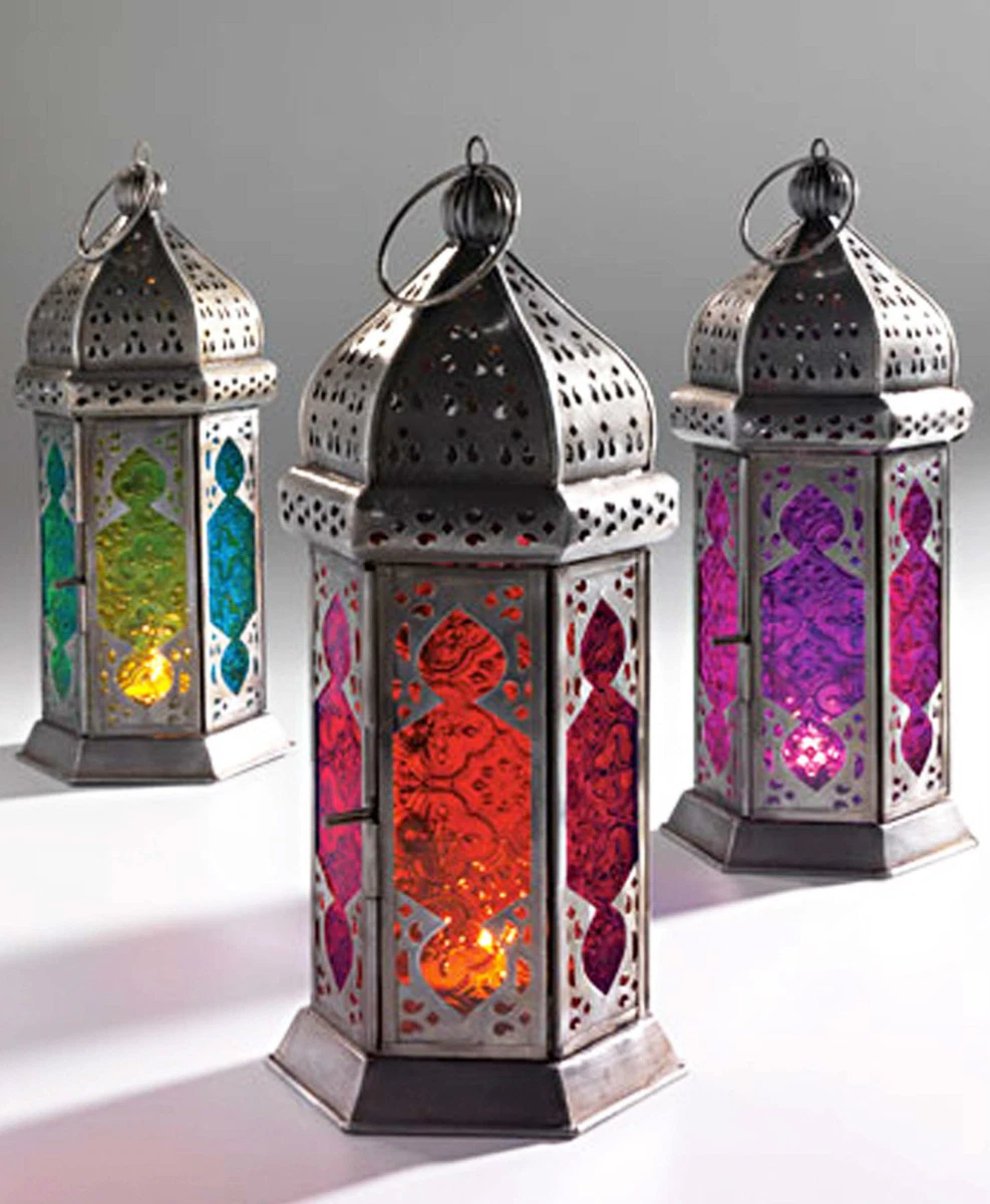 Large tonal Moroccan style glass tea light holder 30cm New