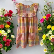 Tucker & Tate  Girls Dress Size 8 sleeveless gingham blue pink yellow red plaid