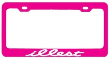 Pink Metal License Plate Frame Illest White Auto Accessory