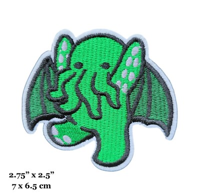 Cthulhu Cartoon Character Entity Lovecraft Green Embroidered Iron On Patch