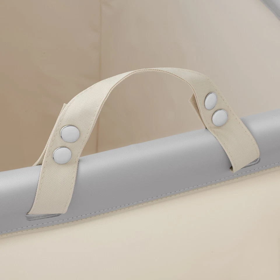 Lixeira comercial resistente X-Grande de lona rolante cesto de lavanderia sobre rodas, branca - Imagem 3 de 4