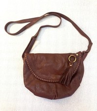Hobo International Brown Leather Crossbody Bag With Tassel Accent 11 X 8