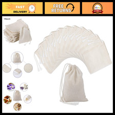 100 Muslin Cotton Drawstring Bags 4x3" - Storage for Teas, Spices, Soaps, Jewelr