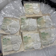 7 PACKS Vintage Sears Lace Trim Infant Anklets NOS Baby Socks USA