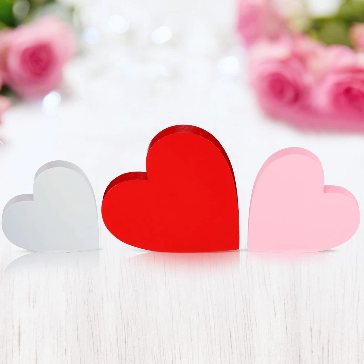 72 Corazones De Madera Para Decoración - Blanco Y Rojo, Tamaños 1,5 Y 2,1 Cm, Ideal Para Bodas Y San Valentín