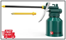Metal Oil Can Pump Oiler with 2 Spout for All Lubrication Needs - 8oz Capacity,