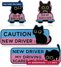 4 PCS New Driver Magnet for Car, Cute Reflective Cat Sticker Reusable Student Dr