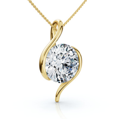 Zertifizierter 3 kt Diamant Molly Anhänger 14k Gold Halskette 18'' im Labor gezüchtet
