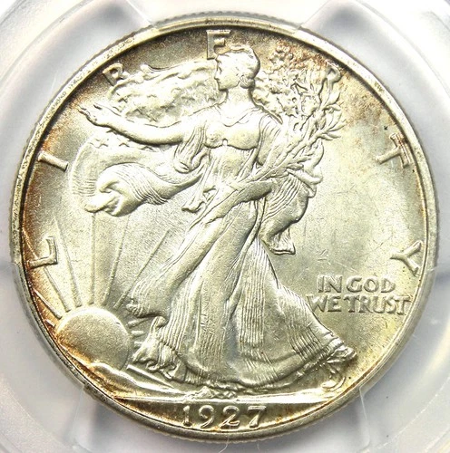 1927-S Walking Liberty Half Dollar 50C Coin - Certified PCGS AU58 - Rare Date!