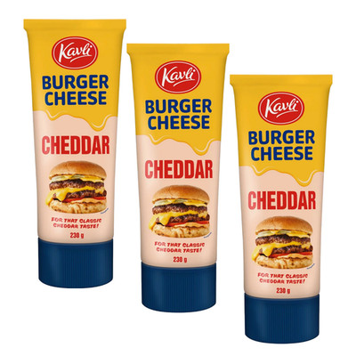 3x Kavli Burger Käse Cheddar 230g Schwedischer Tube Käse Burger Topping Aufst...