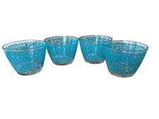IKEA GODTA Glass Dessert Bowls Blue Floral Pattern Retired Set of 4 Perfect