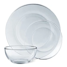 Mainstays 12-Pieces Round Clear Glass Dinnerware Set