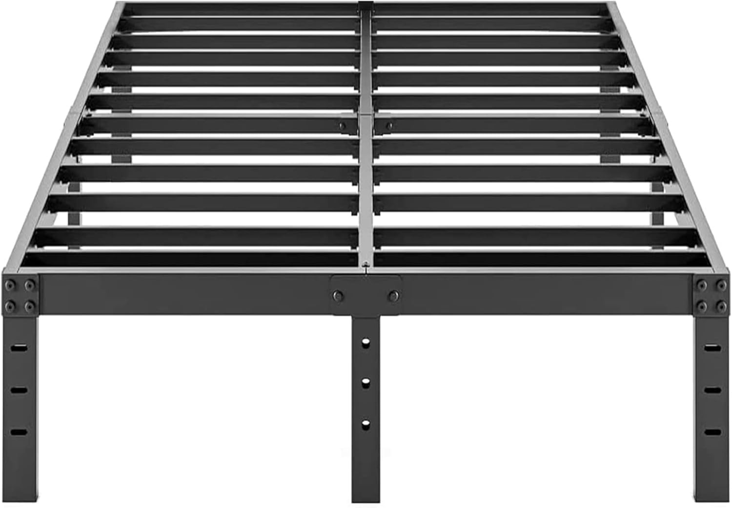 Queen Size - 16 Inch Tall Black Basic Steel Slats Pla...