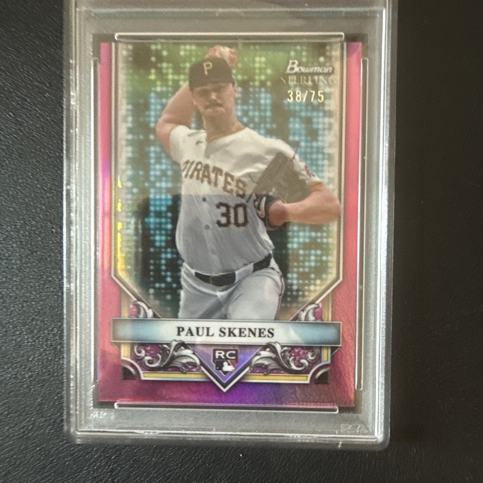 2024 Bowman Sterling Paul Skenes #BSR-30 Rookie Magenta Refractor PSA 9 view 4