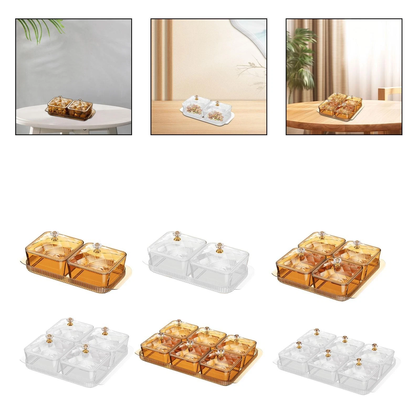 Dried Fruit Snack Serving Plate Set Covered Candy Jar for Party Wedding Home