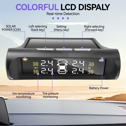 RV Tire Tyre Pressure Monitoring System Real Time Solar Trailer TPMS 4 Sensors. - Picture 4 of 6
