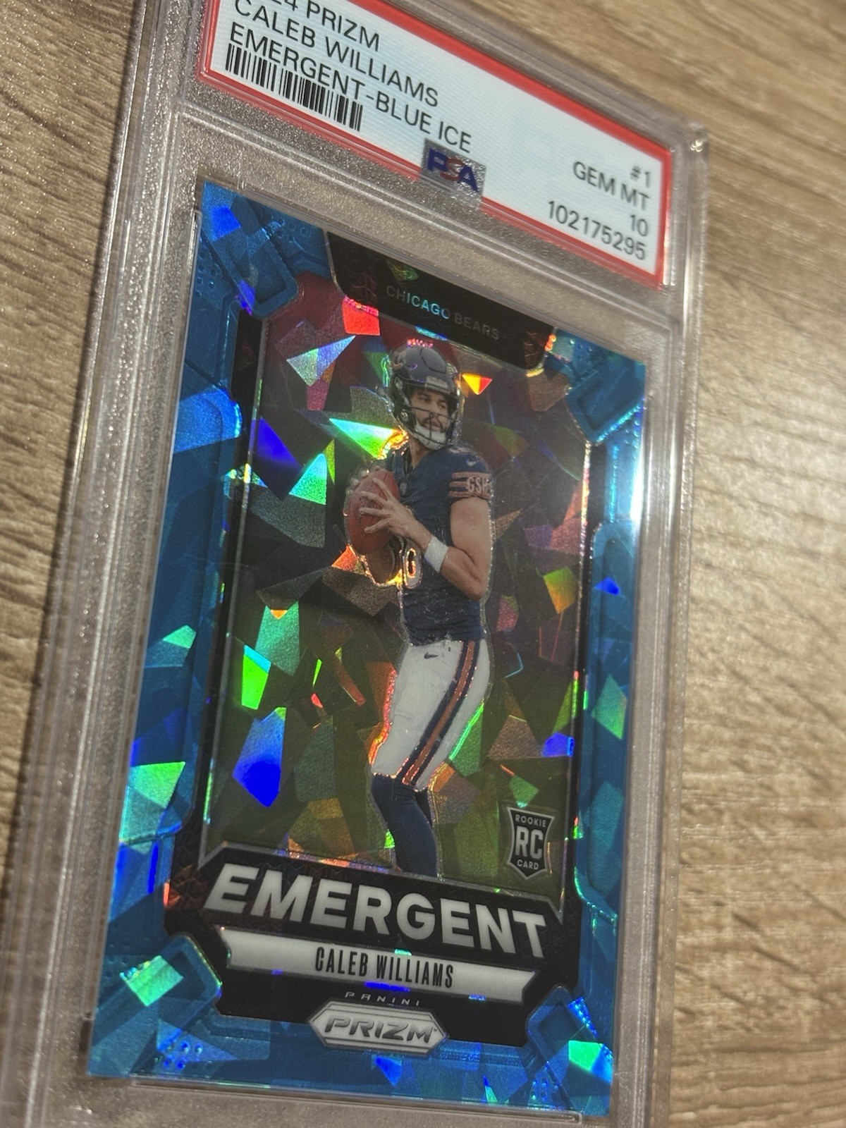 PSA 10 - 2024 Panini Prizm Caleb Williams /99 Blue Ice(man) Emergent #1 view 3