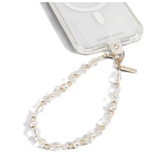 Case-Mate Beaded Metal Cell Phone Strap Charm Clear Gold White Accessory