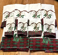 12 Piece Lenox Christmas Bath Towel Set Tartan Plaid Holly preowned