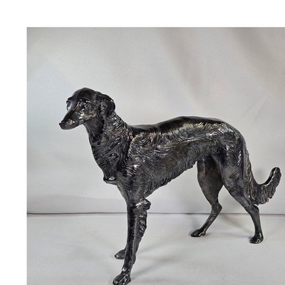 Vintage Borzoi Saluki Sighthound Dog Figurine Statue Cast Metal 15 Inch
