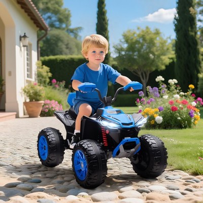 AIYAPLAY 24V Elektro Quad für Kinder mit 2 Motor, 2 Sitzer, Scheinwerfer, Blau