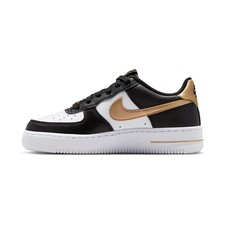 GRADE SCHOOL NIKE AIR FORCE 1 BLACK/METALLIC GOLD CT3839-009-SIZE 4.5