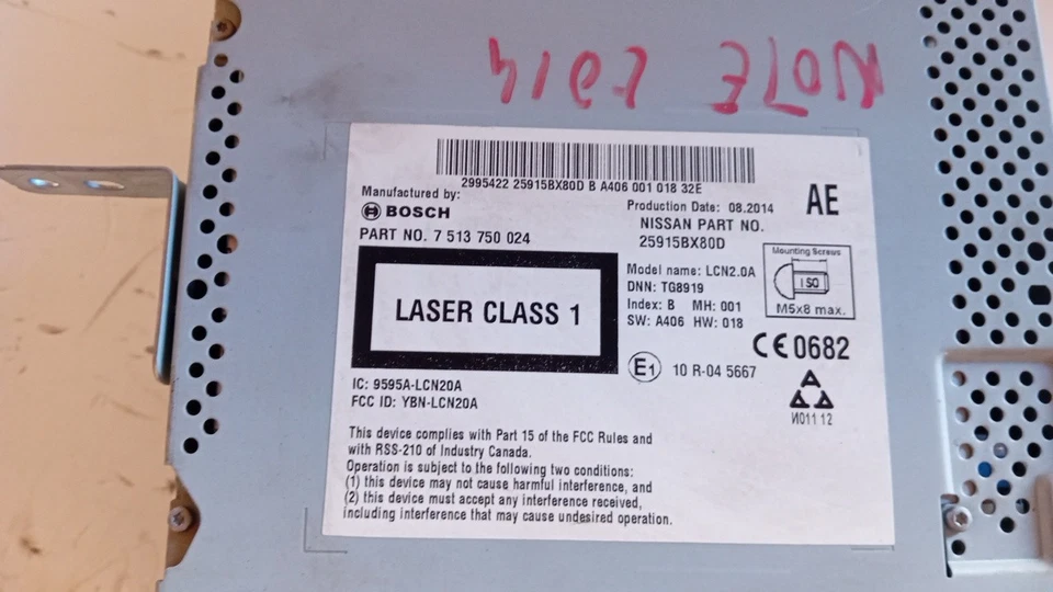 AUTORADIO PER NISSAN Note 2° Serie 25915BX80D (08>) - Immagine 3 di 4