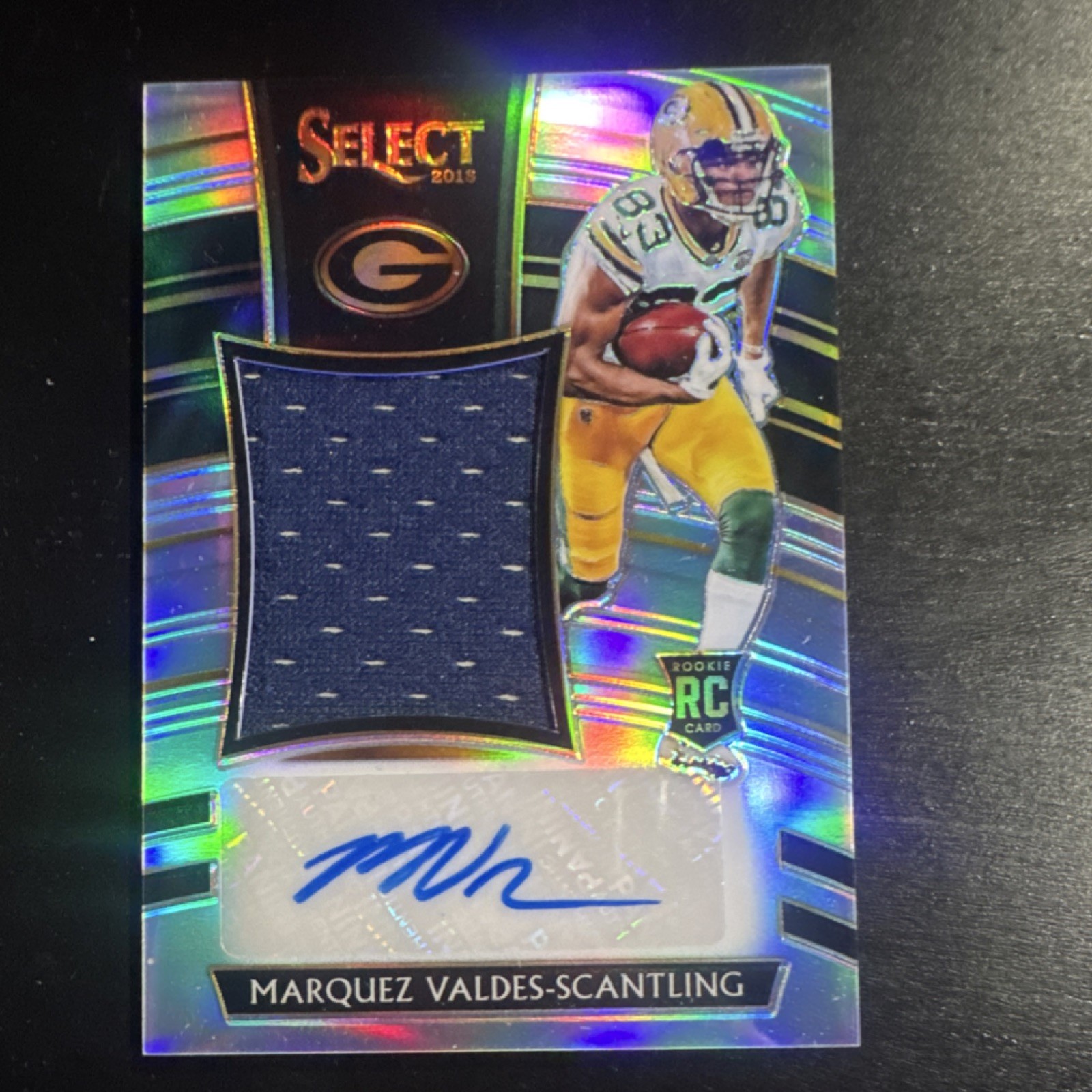 Marquez Valdes-Scantling Panini Select Jumbo Rookie Signature Swatch Prizm #JMMV Base