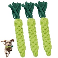 3 PCS Green Woven Pet Chew Set, Dog, Cat, Interactive, Braided, Durable, Safe