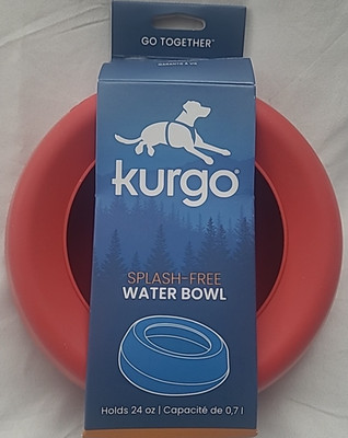 Kurgo Splash-free Wander Water Bowl,  Chili Red, Brand New
