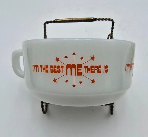 VTG "I'M THE BEST ME THERE IS" FIRE KING ANCHOR HOCKING D HANDLE SOUP BOWL MUG