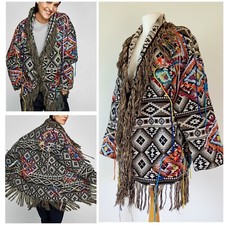 Zara Kimono Coat Jacket Cardigan Kimono Size M L Xl Aztec Embroidered Boho
