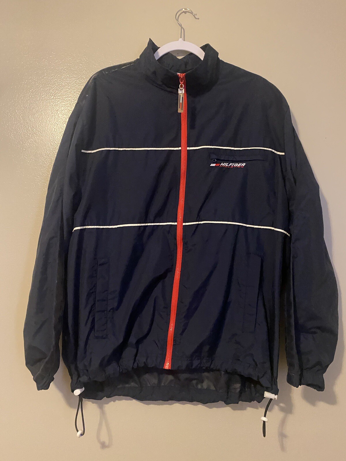 Vintage Tommy Hilfiger Men's Medium Zip-Up Windbreaker Jacket