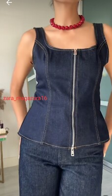 ZARA NEW ZIPPERED DENIM TOP ZW COLLECTION SIZE M REF. 5216/ 244 | eBay